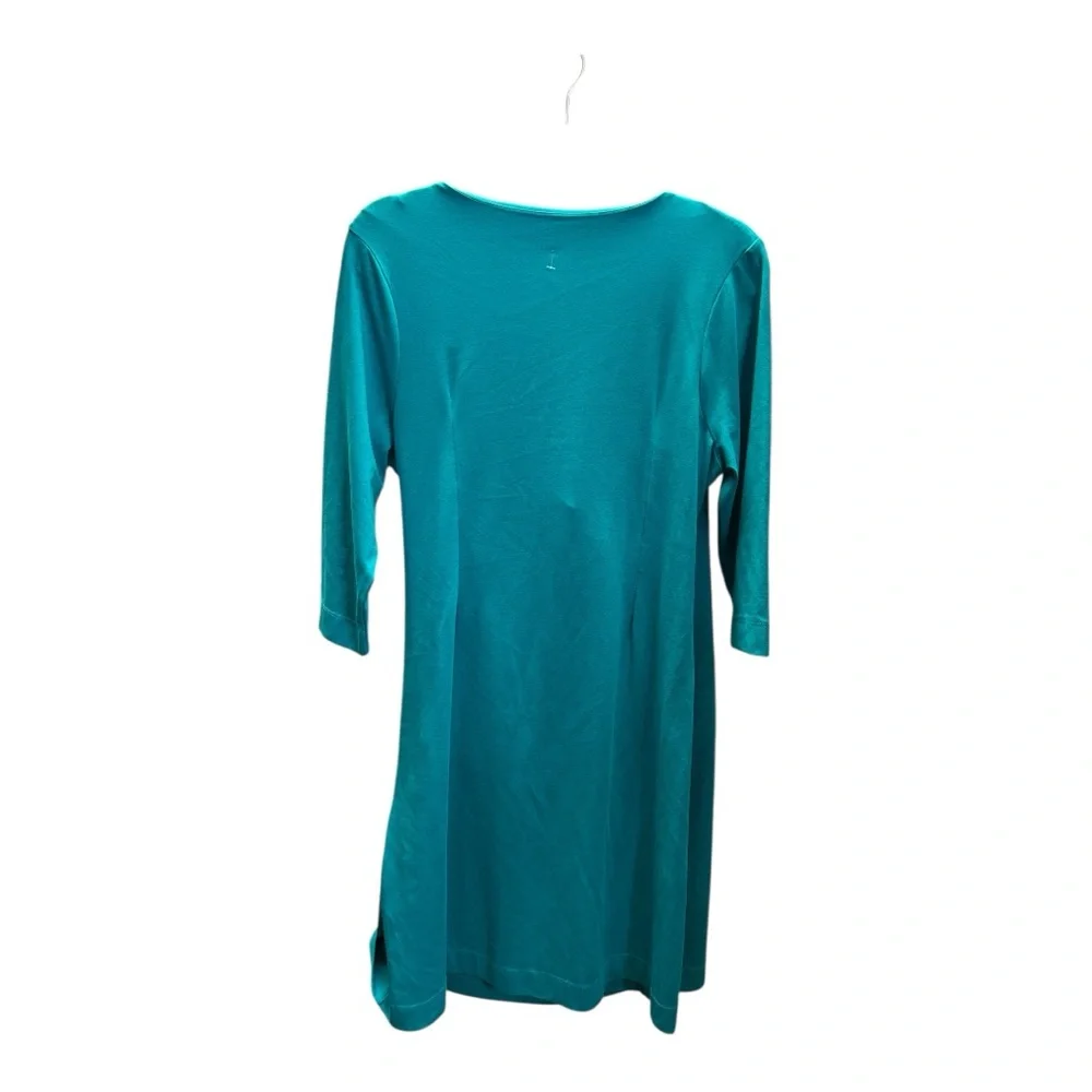 Soft Surroundings Wear Anywhere Dress Turquoise 3/4 Sleeve Pullover Size L - Picture 3 of 5
